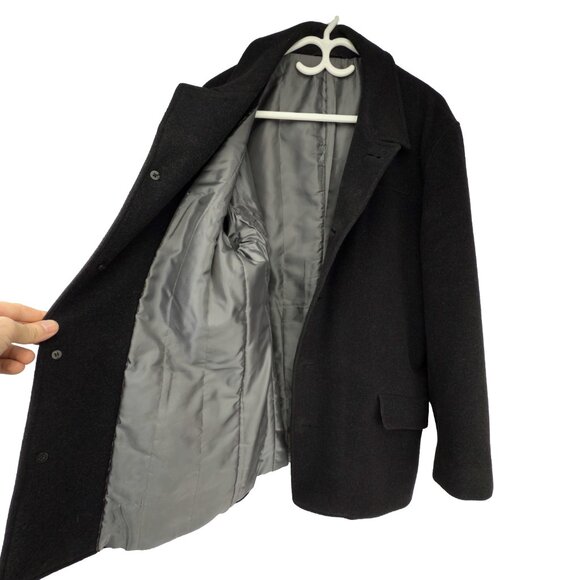 BOSCO UOMO Charcoal Wool Pointed Collar Classic Pea Car Black man’s Coat sz 42 - Picture 6 of 7